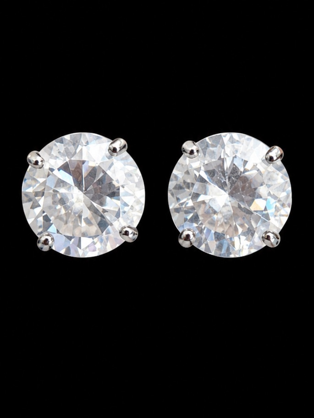 14K white gold earring studs CZ earrings round